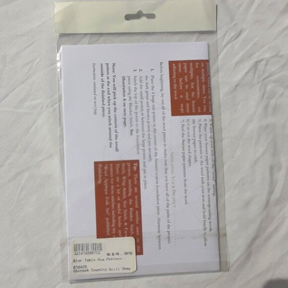 Rebekah's Quilting Pattern Instructions TABLE RUNNER TABLE RUG Star - Picture 2 of 2